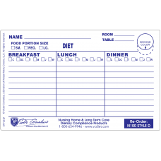 N100D - 4-3/4" X 3" Plastex Dietary Tray Cards with Pre attached laminate