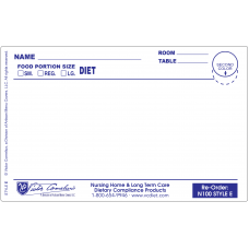 N100E - 4-3/4" X 3" Plastex Dietary Tray Cards with Pre attached laminate