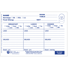 N104A - 6" X 4" Plastex Dietary Tray Card with Pre attached laminate. 100 Count