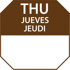Food Safety - 1" X 1" Trilingual Day Label N213 THURSDAY